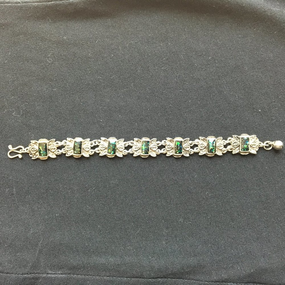 Vintage green and silver bracelet